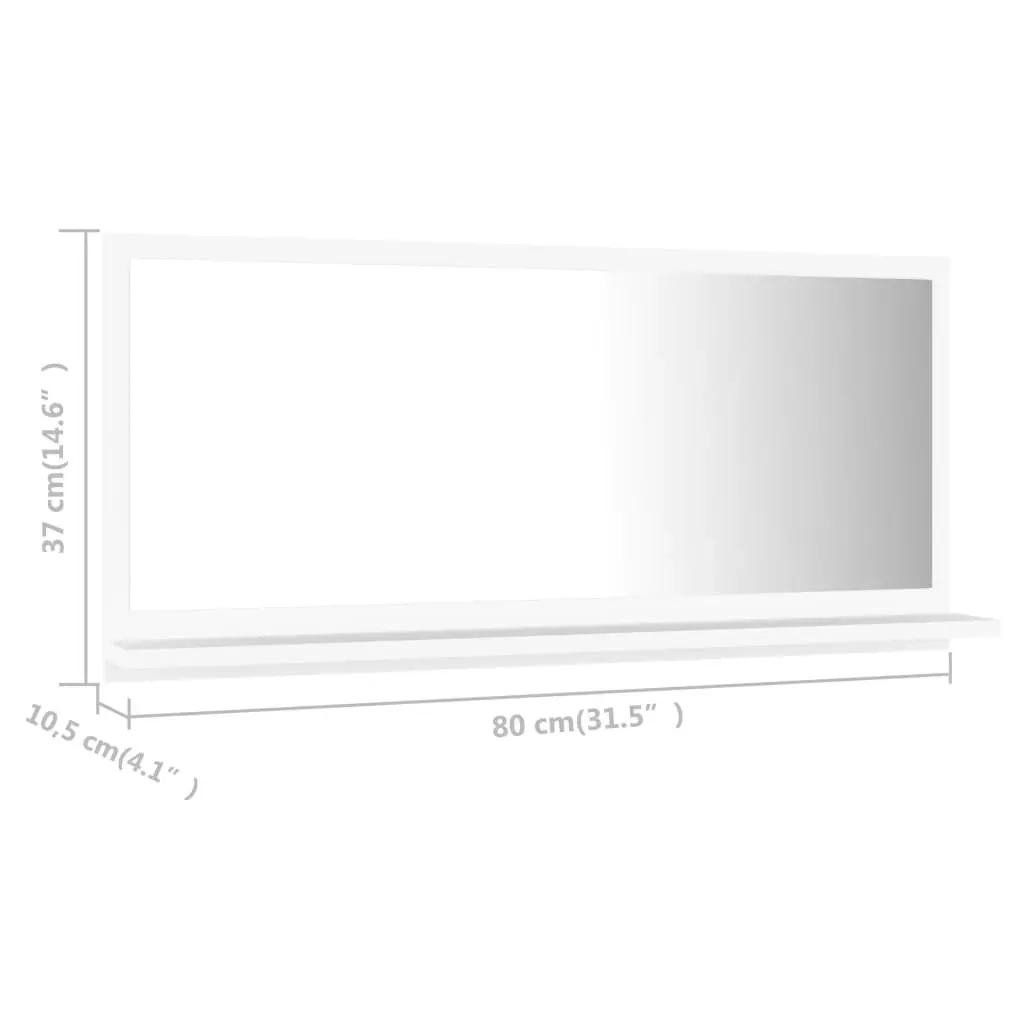 Bathroom Mirror White 80x10.5x37 cm Engineered Wood 804571