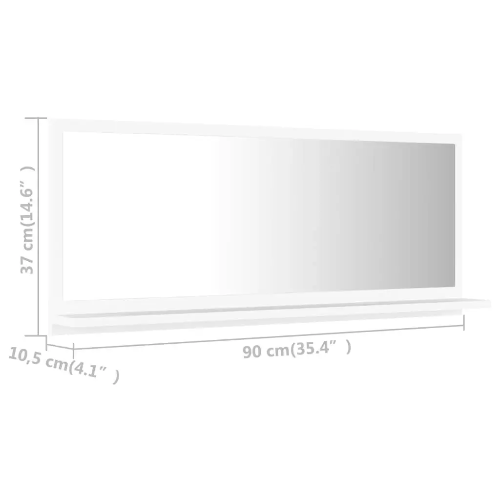 Bathroom Mirror White 90x10.5x37 cm Engineered Wood 804580