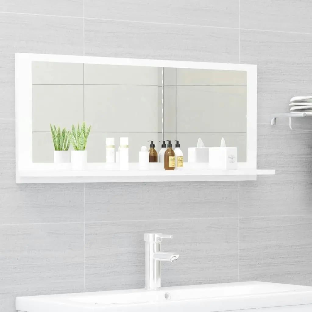 Bathroom Mirror White 90x10.5x37 cm Engineered Wood 804580