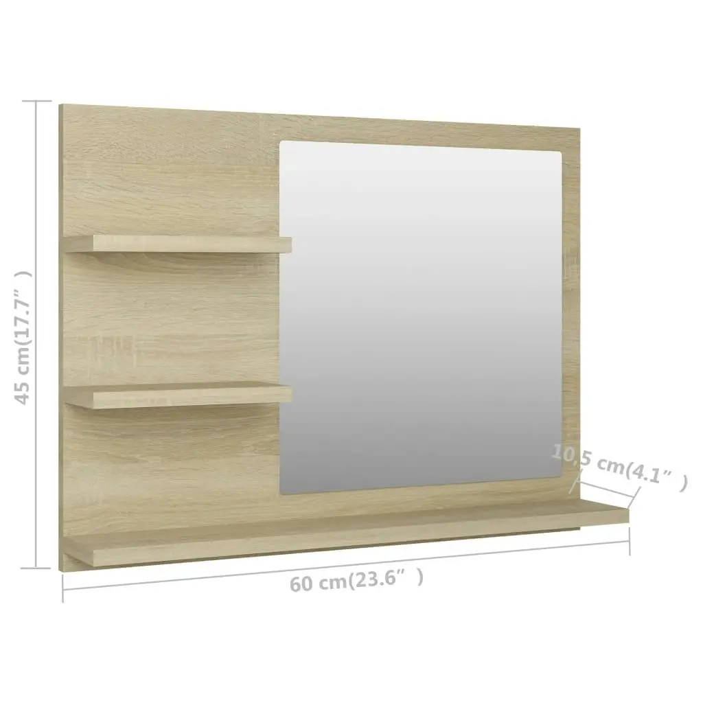 Bathroom Mirror Sonoma Oak 60x10.5x45 cm Engineered Wood 805009