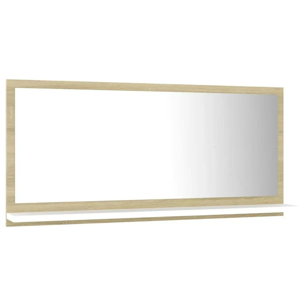 Bathroom Mirror White and Sonoma Oak 80x10.5x37 cm Engineered Wood 804576