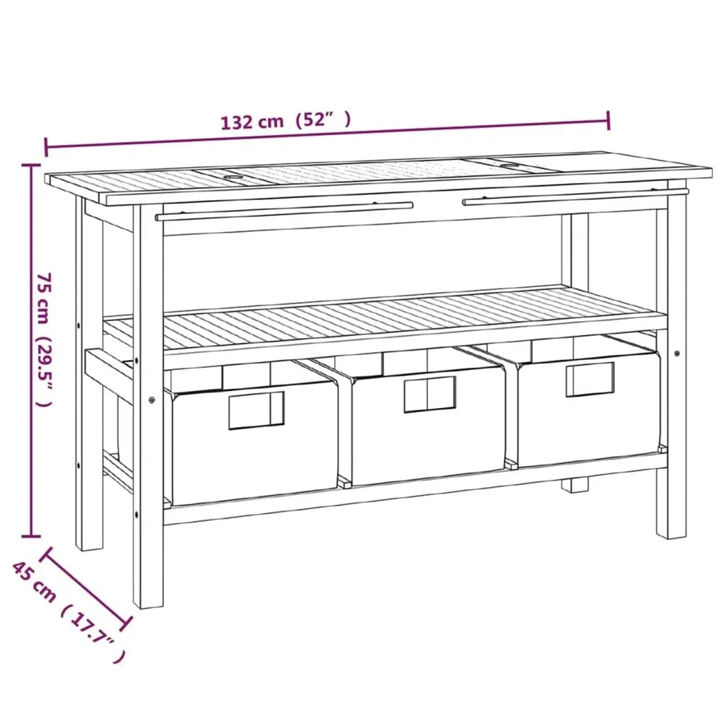 Bathroom Vanity Cabinet with Cream Marble Sinks Solid Wood Teak 3096587