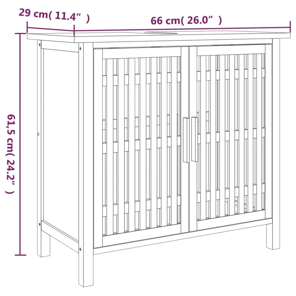Bathroom Sink Cabinet 66x29x61.5 cm Solid Wood Walnut 350355