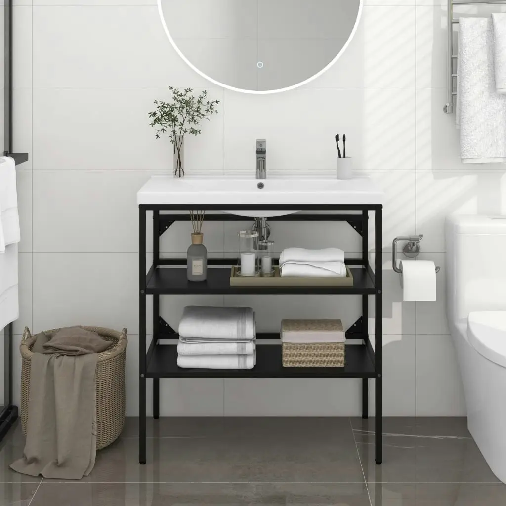 Bathroom Washbasin Frame Black 79x38x83 cm Iron 338489