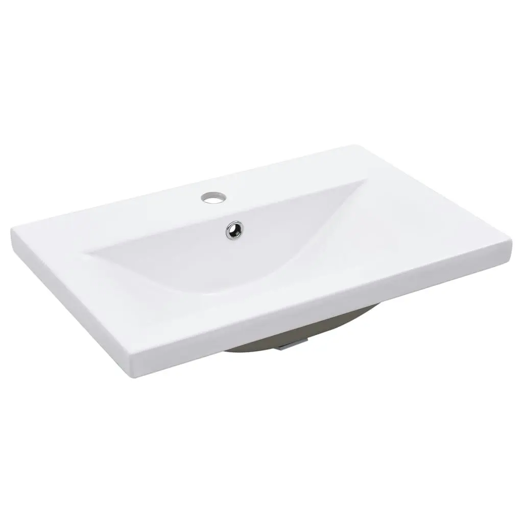 Bathroom Washbasin Frame with Built-in Basin White Iron 3101380