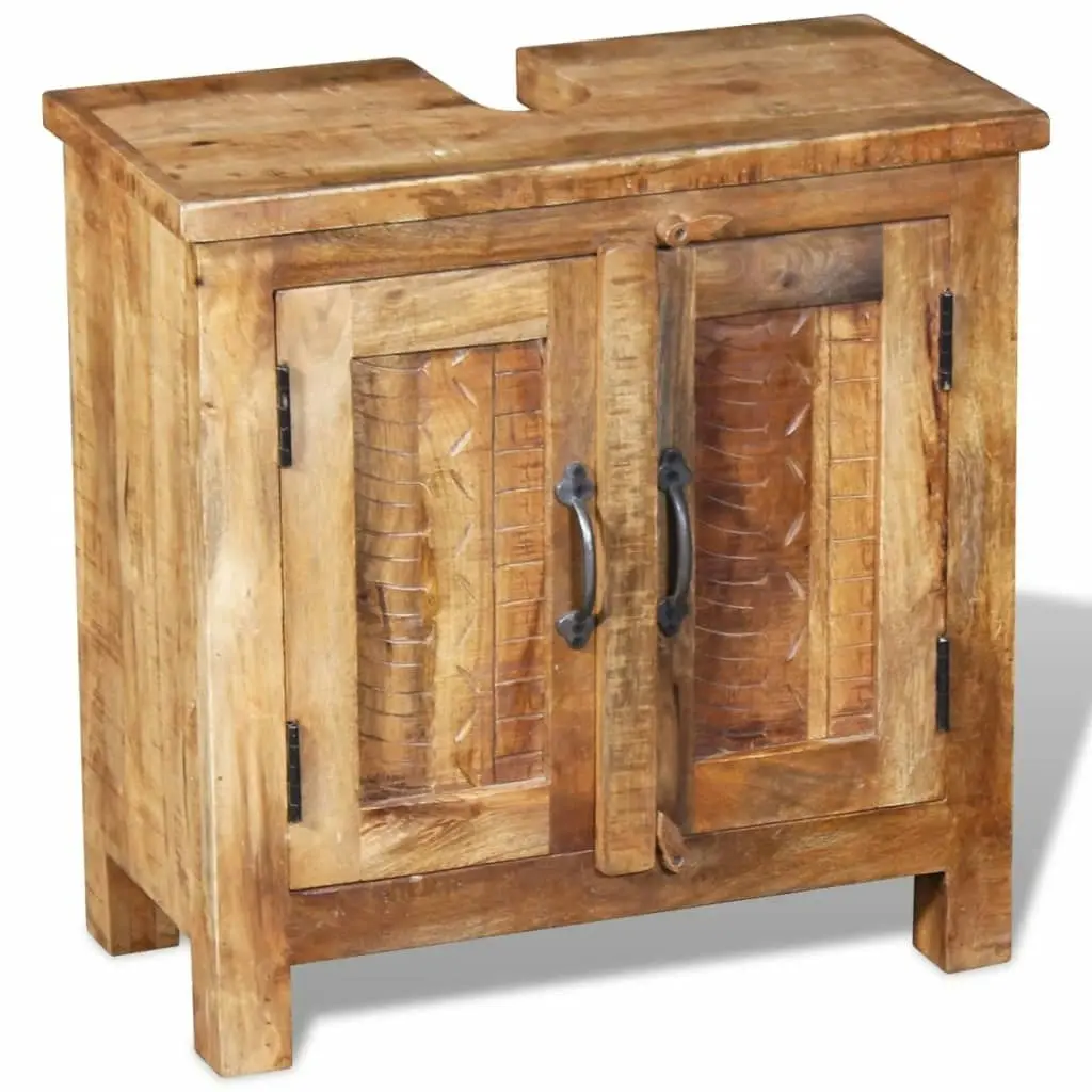 Bathroom Vanity Cabinet with Mirror Solid Mango Wood 243462