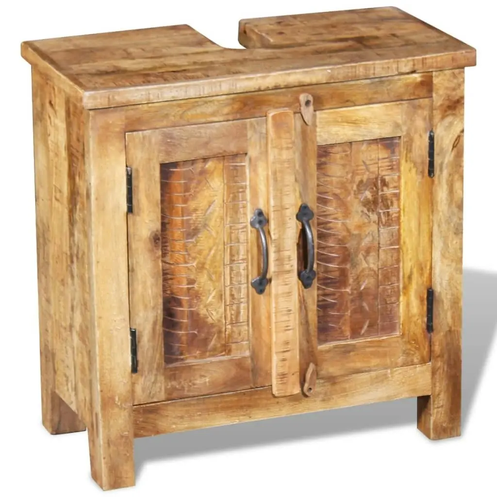 Bathroom Vanity Cabinet with Mirror Solid Mango Wood 243462