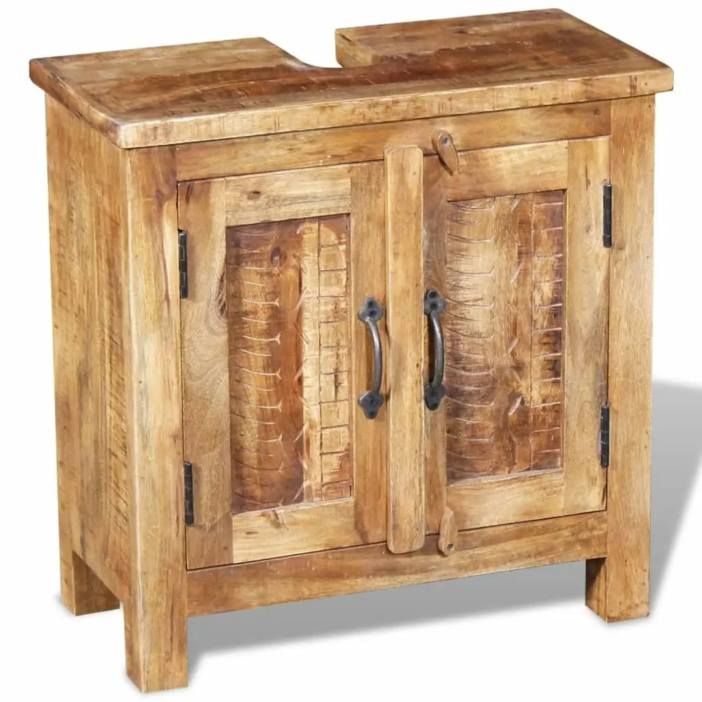 Bathroom Vanity Cabinet with Mirror Solid Mango Wood 243462