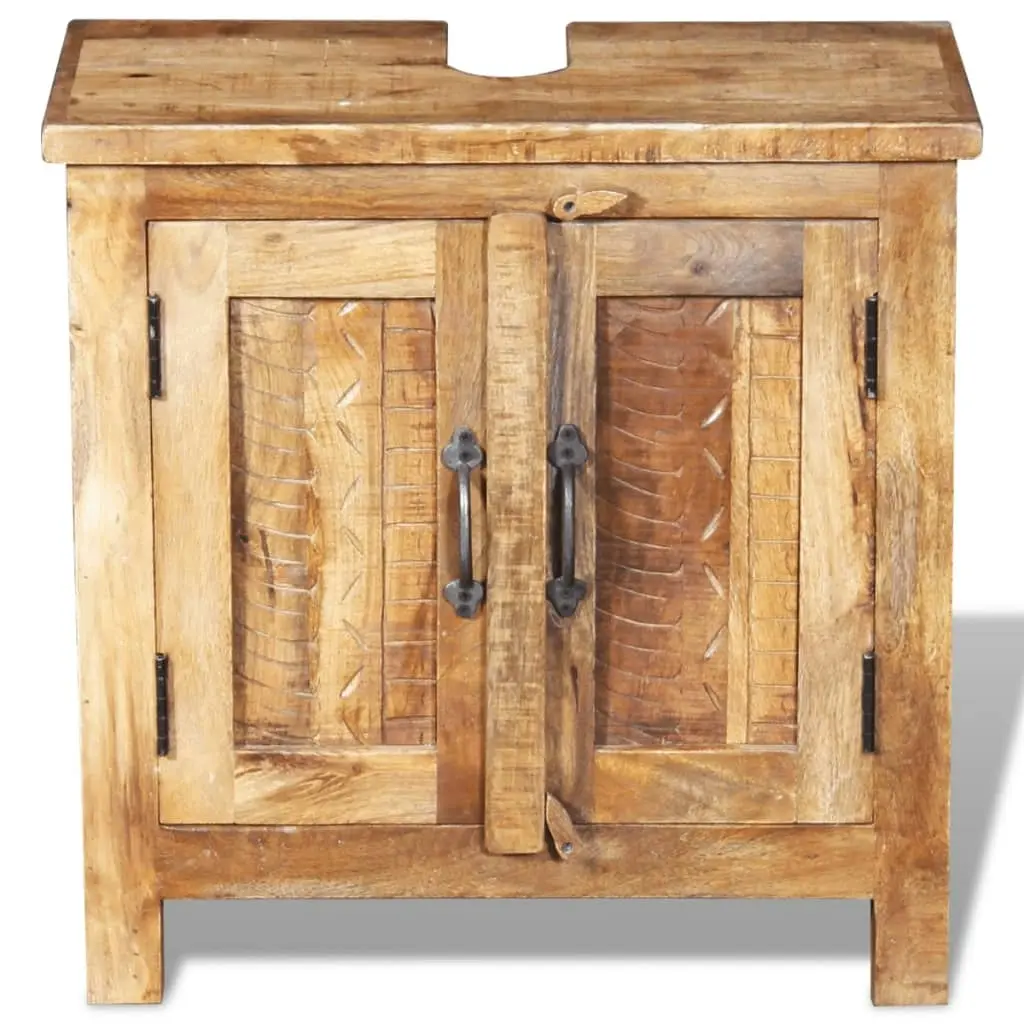 Bathroom Vanity Cabinet with Mirror Solid Mango Wood 243462