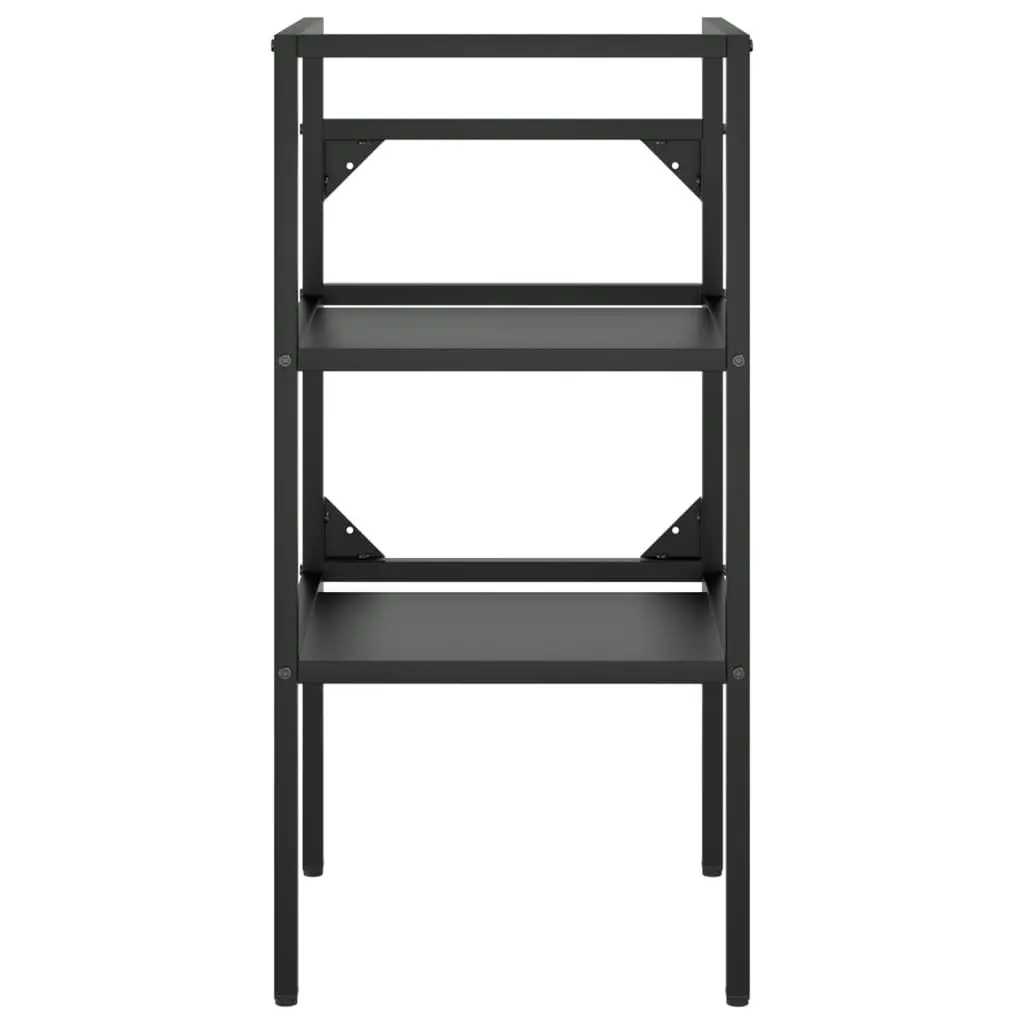 Bathroom Washbasin Frame with Built-in Basin Black Iron 3101376