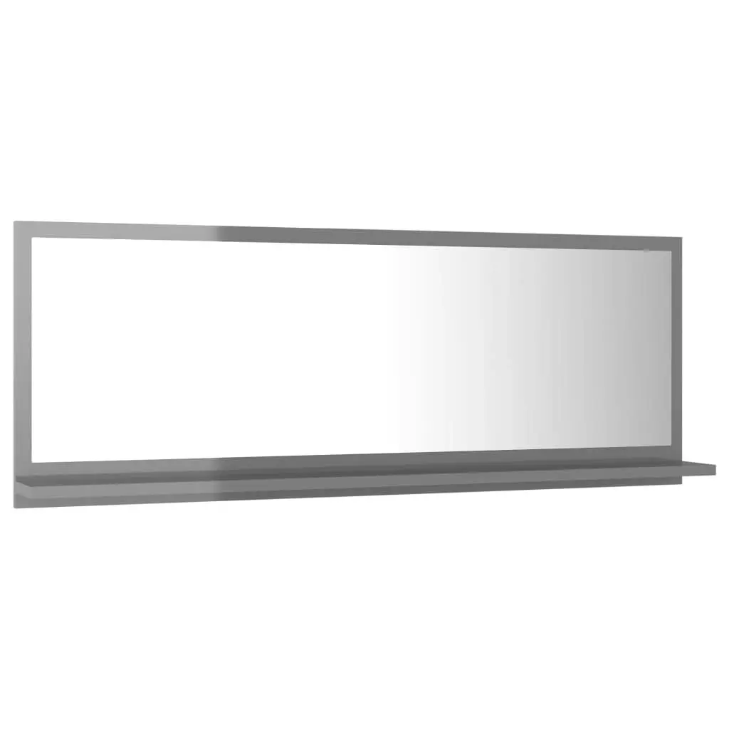 Bathroom Mirror High Gloss Grey 100x10.5x37 cm Engineered Wood 804597