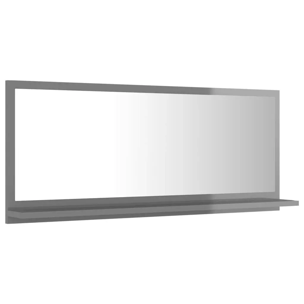 Bathroom Mirror High Gloss Grey 90x10.5x37 cm Engineered Wood 804588