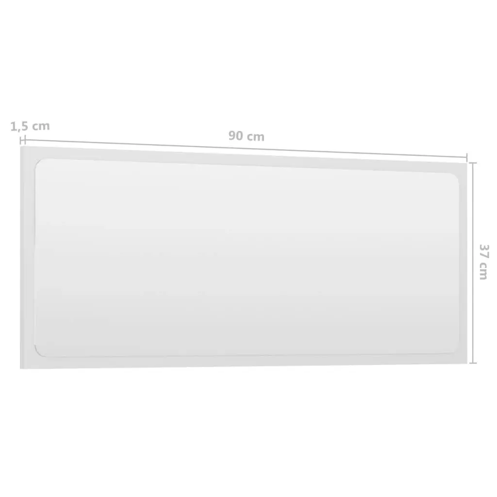 Bathroom Mirror High Gloss White 90x1.5x37 cm Engineered Wood 804627