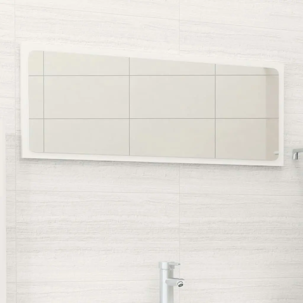 Bathroom Mirror High Gloss White 90x1.5x37 cm Engineered Wood 804627