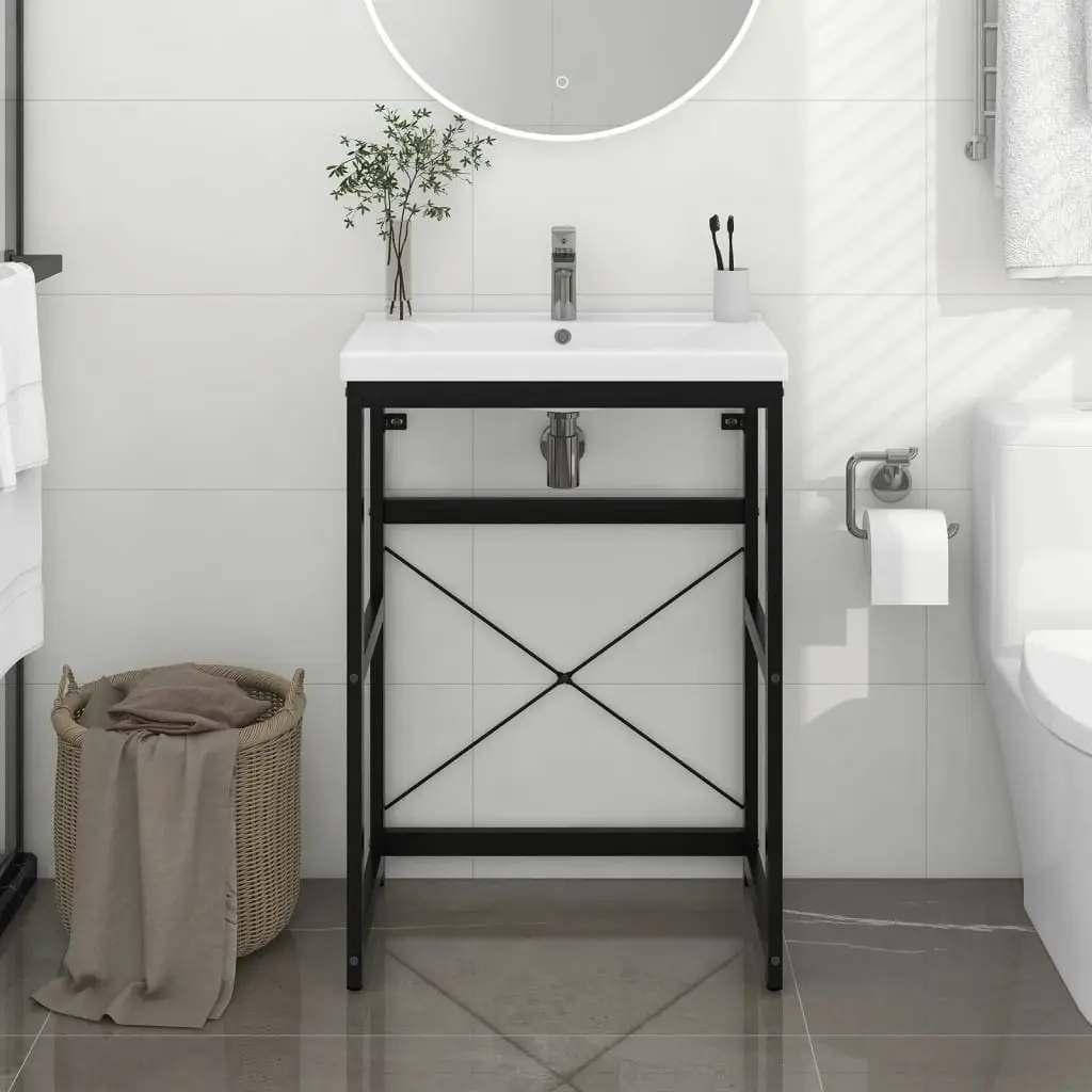 Bathroom Washbasin Frame Black 59x38x83 cm Iron 338500