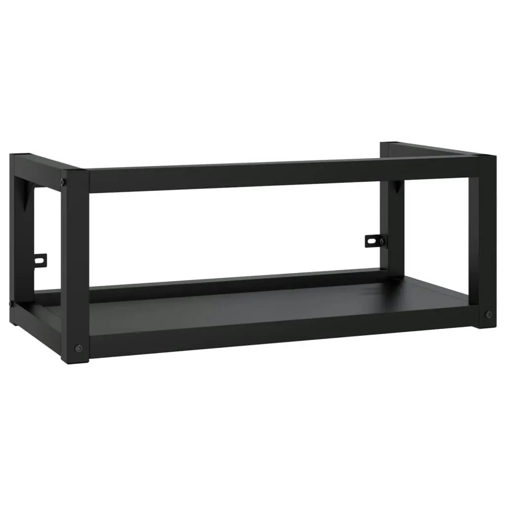 Bathroom Washbasin Frame with Built-in Basin Black Iron 3101384