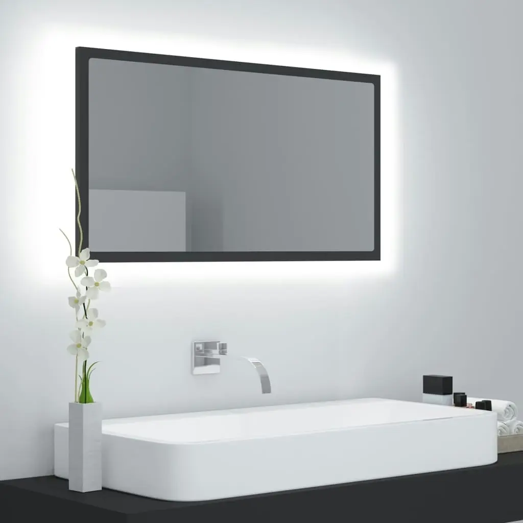 LED Bathroom Mirror Grey 80x8.5x37 cm Acrylic 804926