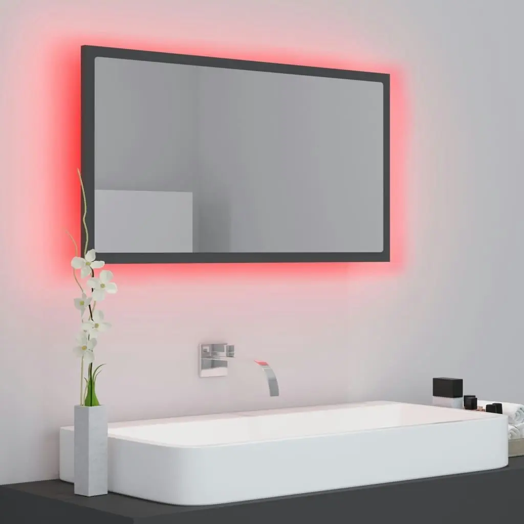 LED Bathroom Mirror Grey 80x8.5x37 cm Acrylic 804926