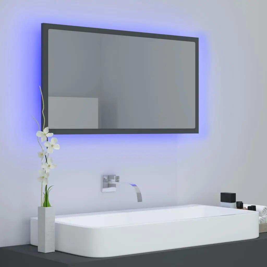 LED Bathroom Mirror Grey 80x8.5x37 cm Acrylic 804926