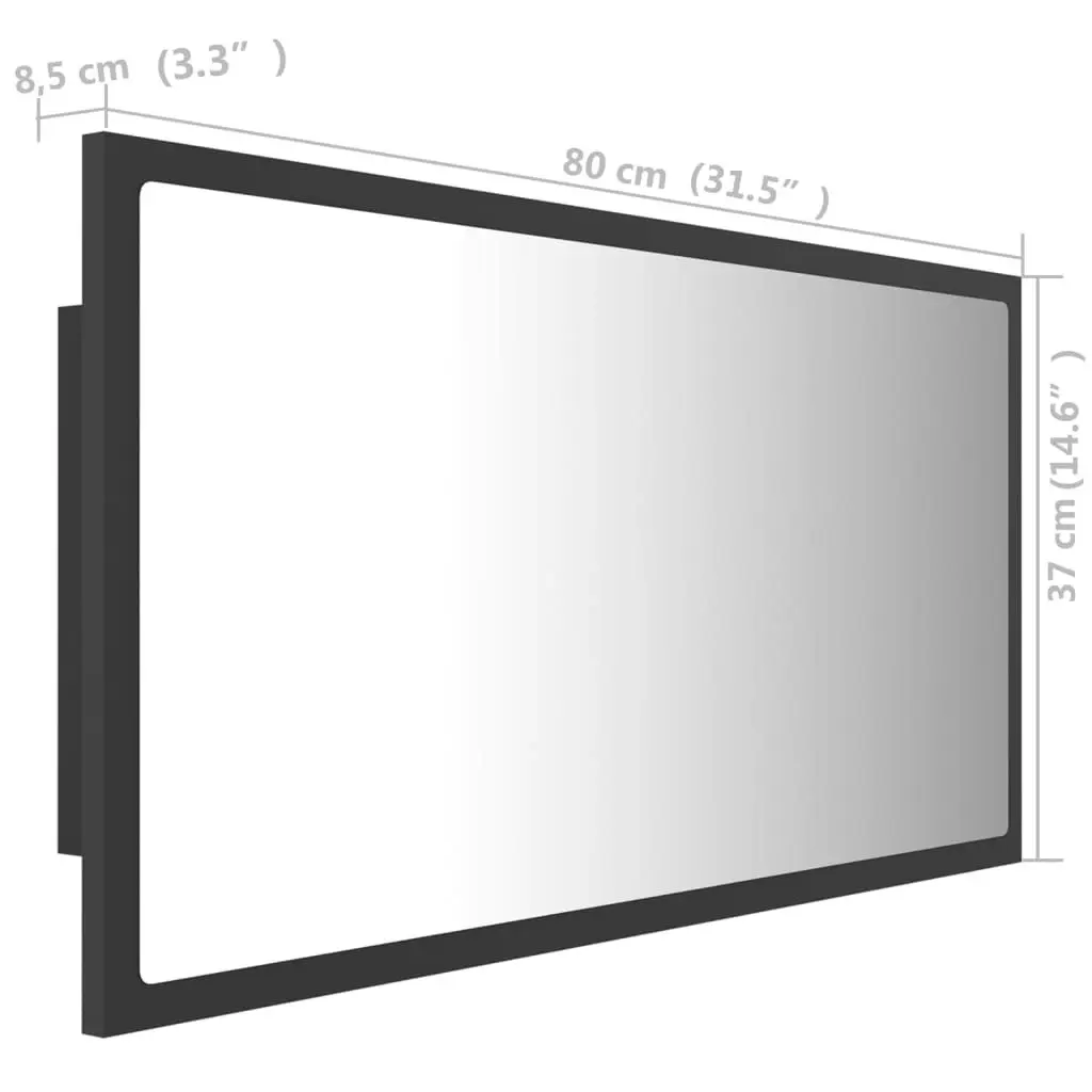 LED Bathroom Mirror Grey 80x8.5x37 cm Acrylic 804926