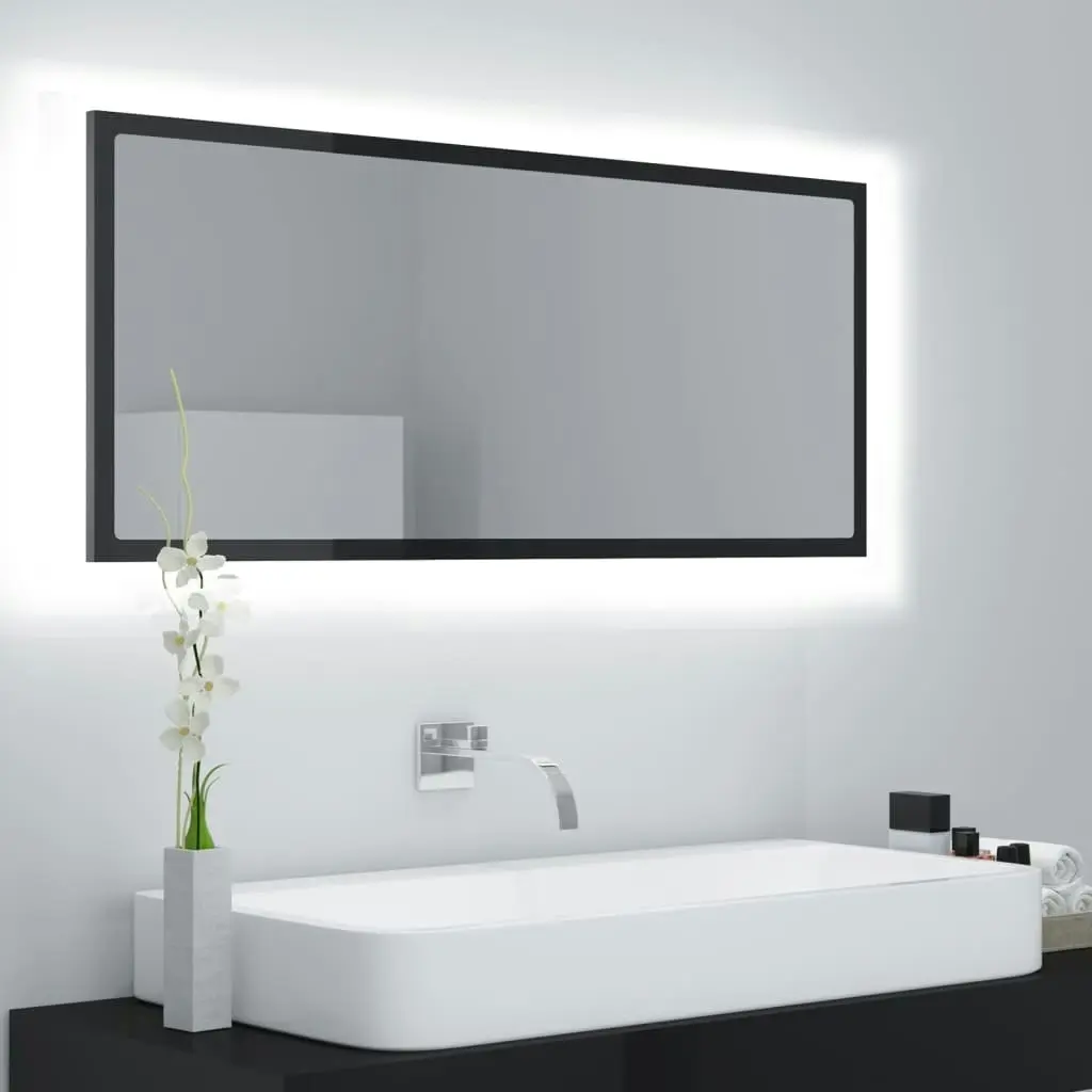 LED Bathroom Mirror High Gloss Black 100x8.5x37 cm Acrylic 804946