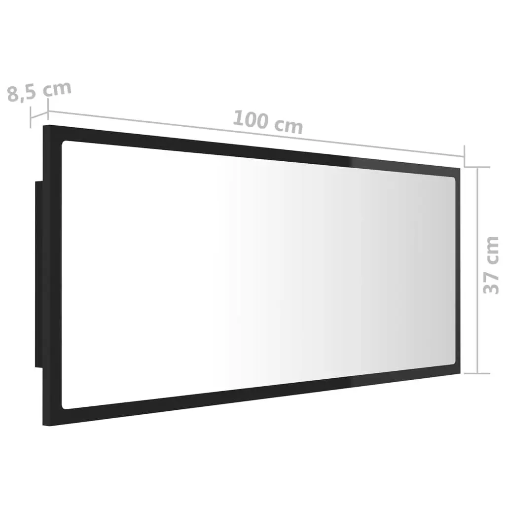 LED Bathroom Mirror High Gloss Black 100x8.5x37 cm Acrylic 804946