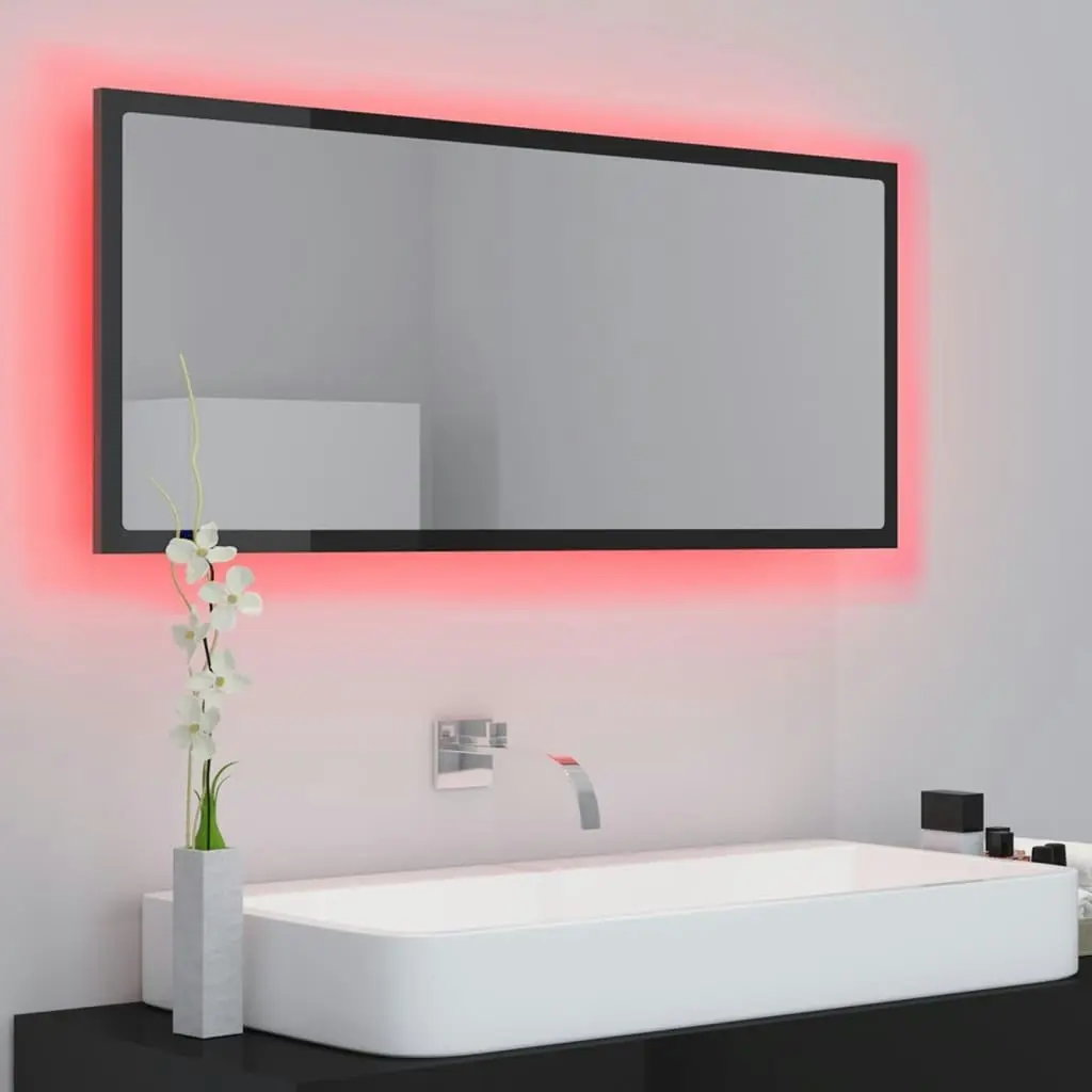 LED Bathroom Mirror High Gloss Black 100x8.5x37 cm Acrylic 804946