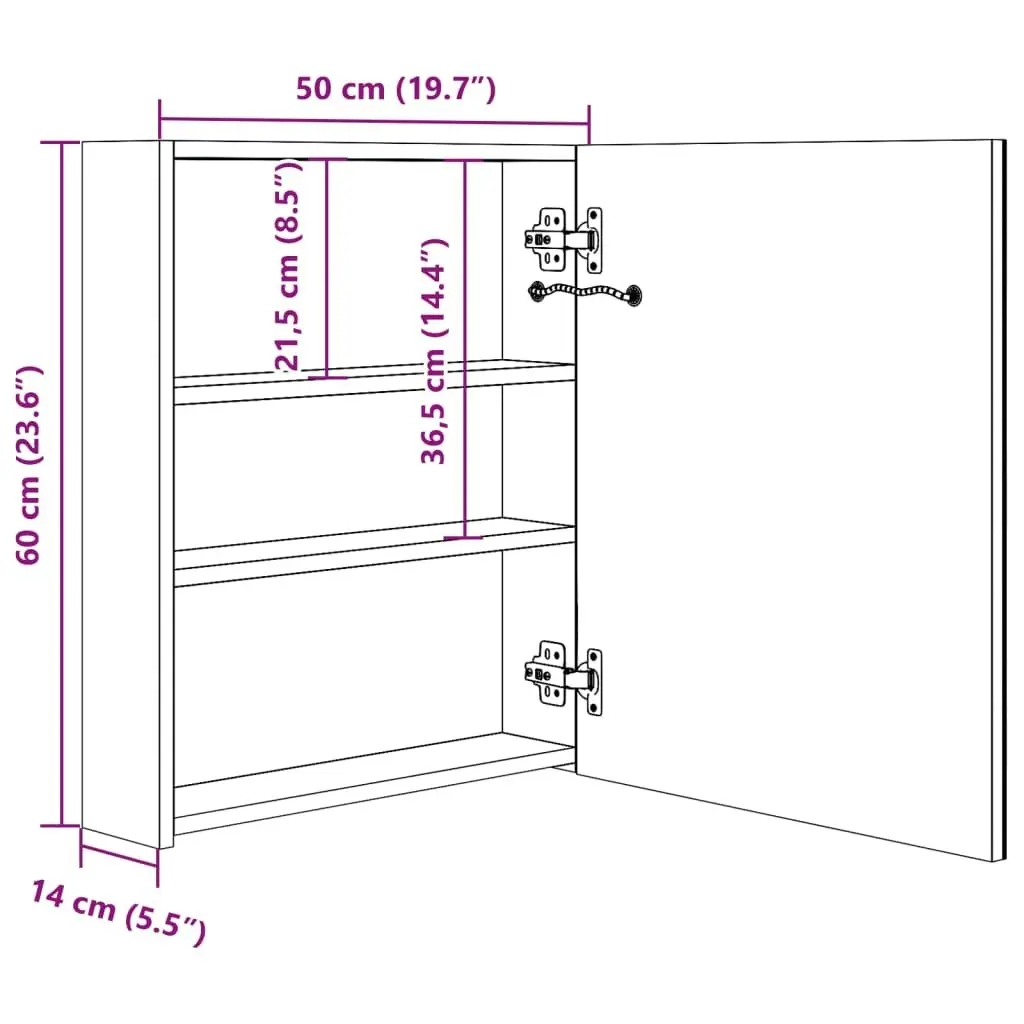 LED Bathroom Mirror Cabinet 50x13.5x60 cm 285115