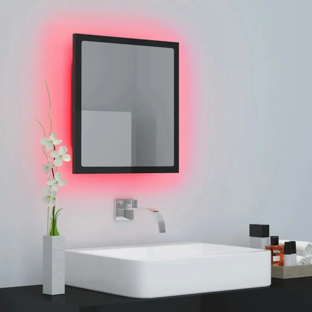 LED Bathroom Mirror High Gloss Black 40x8.5x37 cm Acrylic 804914