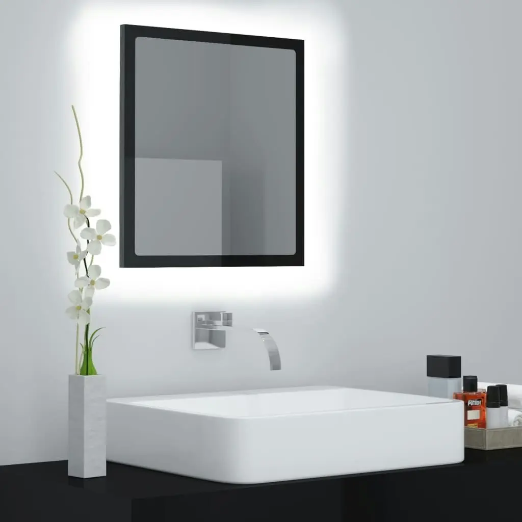 LED Bathroom Mirror High Gloss Black 40x8.5x37 cm Acrylic 804914