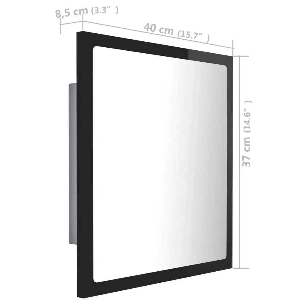 LED Bathroom Mirror High Gloss Black 40x8.5x37 cm Acrylic 804914