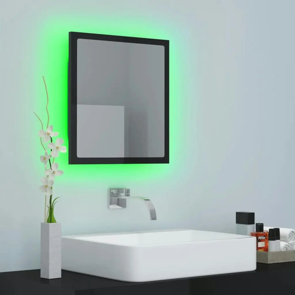 LED Bathroom Mirror High Gloss Black 40x8.5x37 cm Acrylic 804914