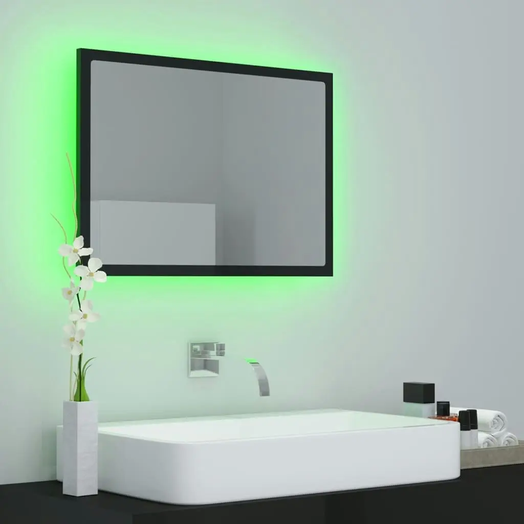 LED Bathroom Mirror High Gloss Black 60x8.5x37 cm Acrylic 804922