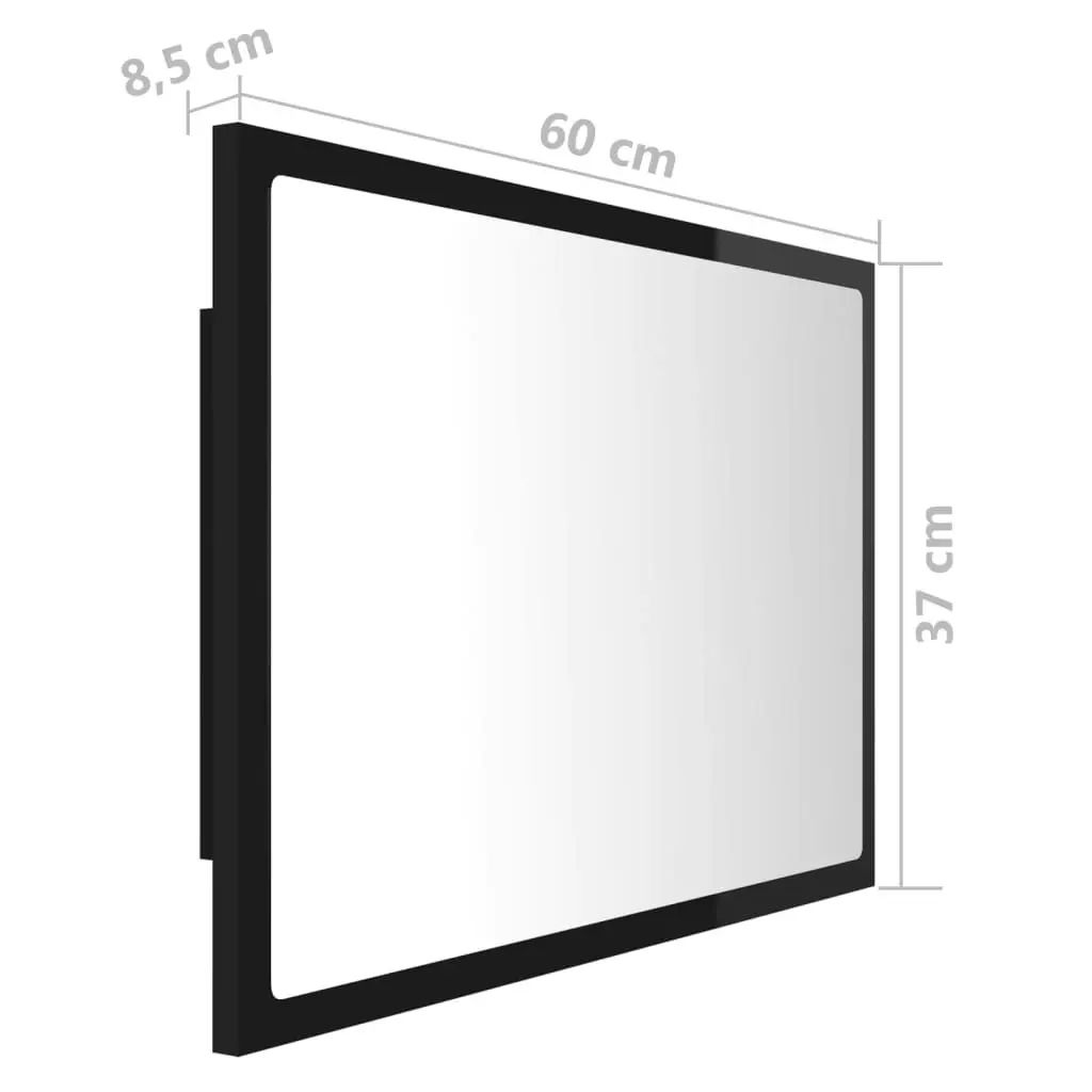 LED Bathroom Mirror High Gloss Black 60x8.5x37 cm Acrylic 804922