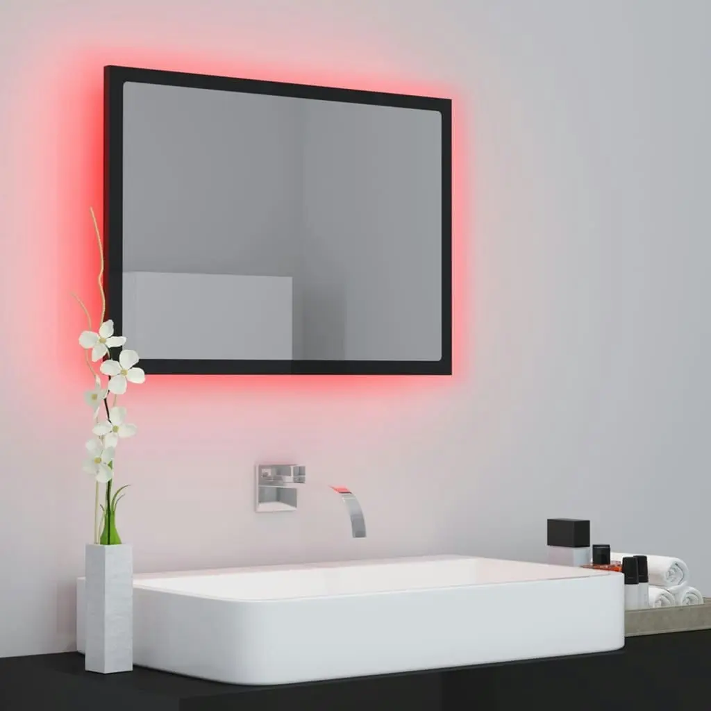 LED Bathroom Mirror High Gloss Black 60x8.5x37 cm Acrylic 804922