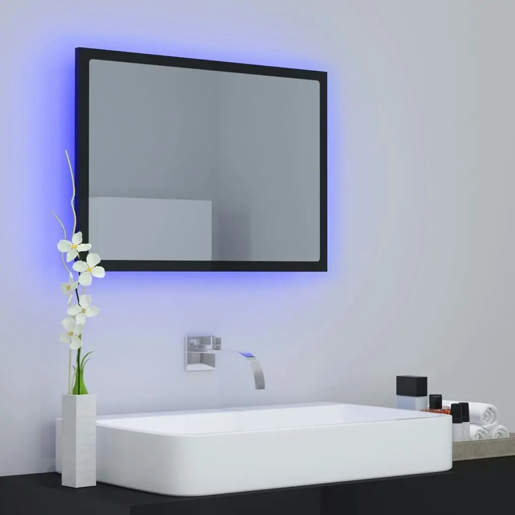 LED Bathroom Mirror High Gloss Black 60x8.5x37 cm Acrylic 804922