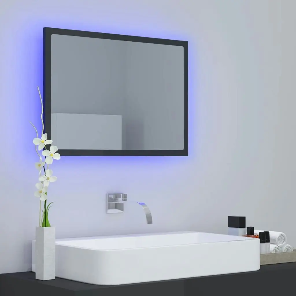 LED Bathroom Mirror High Gloss Grey 60x8.5x37 cm Acrylic 804923