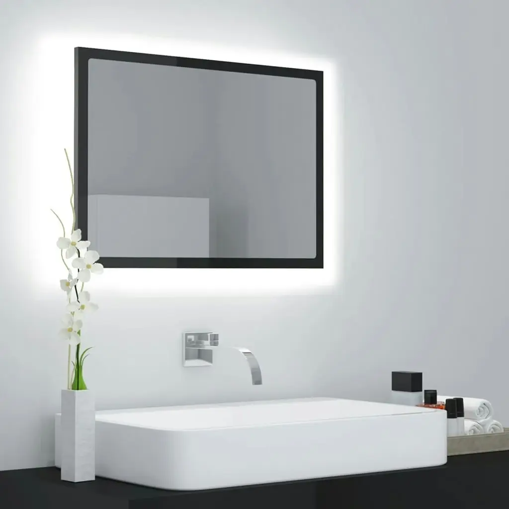 LED Bathroom Mirror High Gloss Grey 60x8.5x37 cm Acrylic 804923