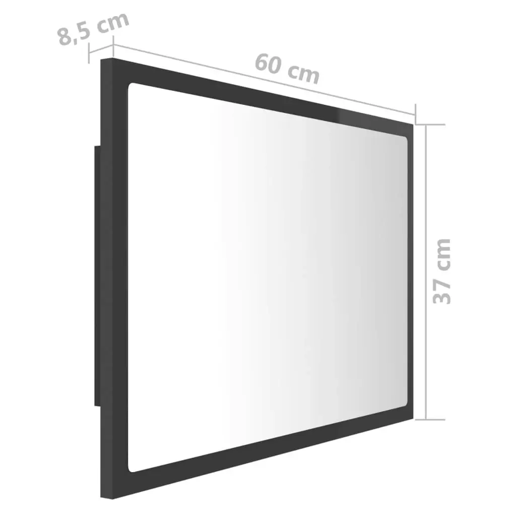 LED Bathroom Mirror High Gloss Grey 60x8.5x37 cm Acrylic 804923