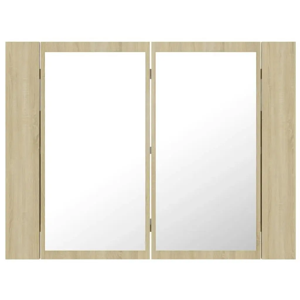 LED Bathroom Mirror Cabinet Sonoma Oak 60x12x45 cm Acrylic 804959