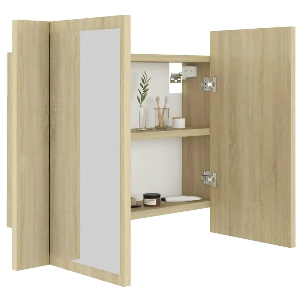 LED Bathroom Mirror Cabinet Sonoma Oak 60x12x45 cm Acrylic 804959