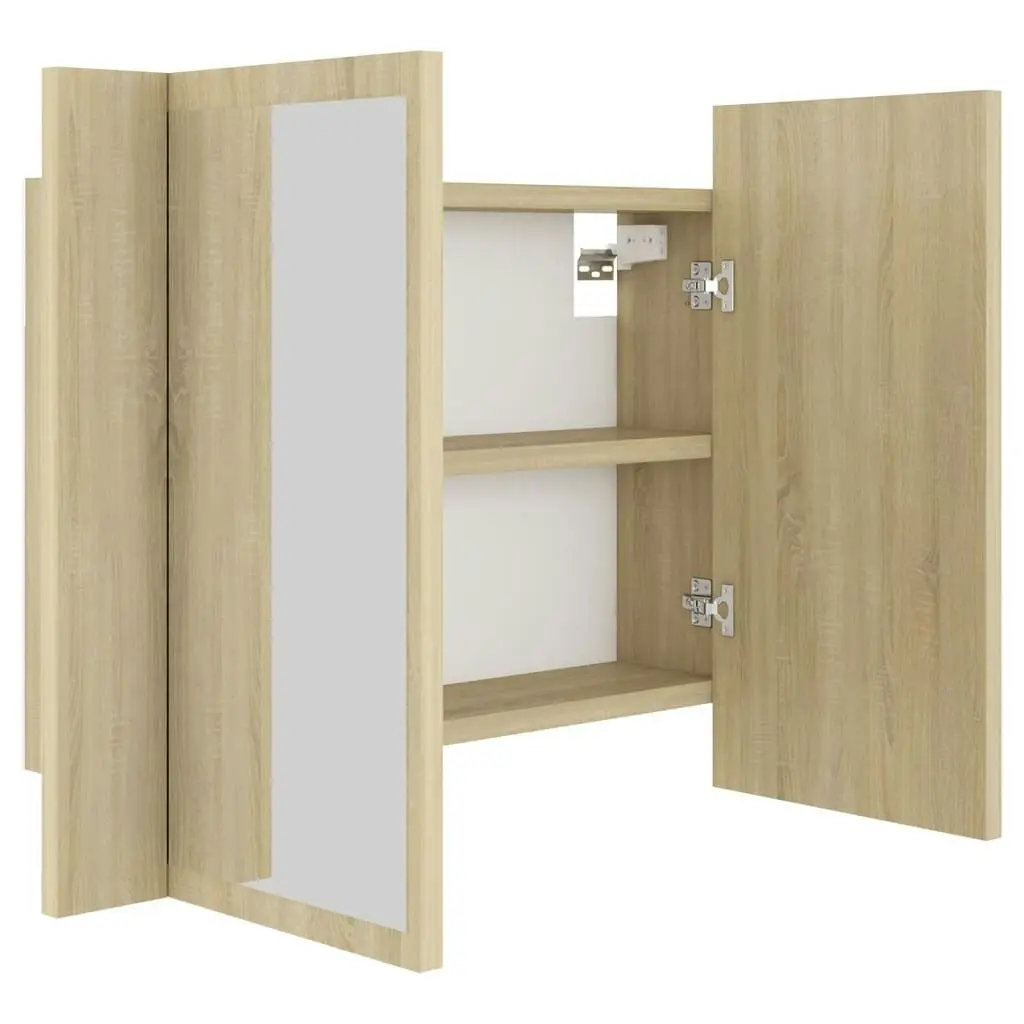 LED Bathroom Mirror Cabinet Sonoma Oak 60x12x45 cm Acrylic 804959