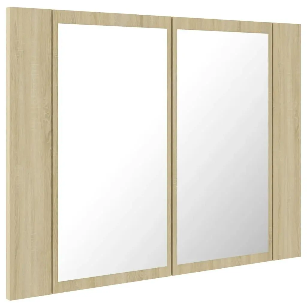 LED Bathroom Mirror Cabinet Sonoma Oak 60x12x45 cm Acrylic 804959