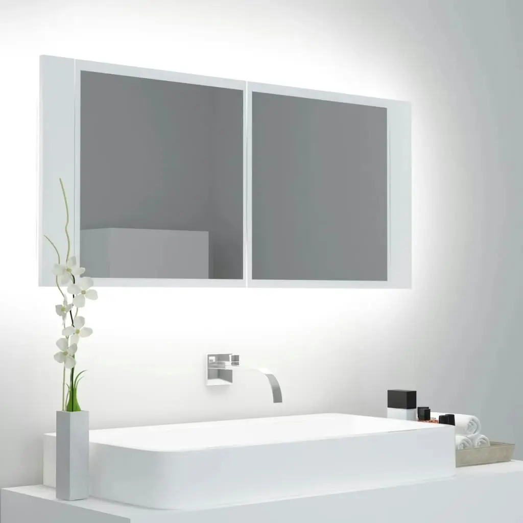 LED Bathroom Mirror Cabinet White 100x12x45 cm Acrylic 804980