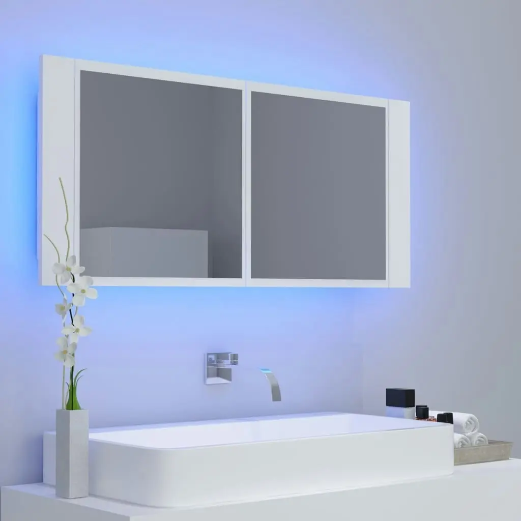 LED Bathroom Mirror Cabinet White 100x12x45 cm Acrylic 804980