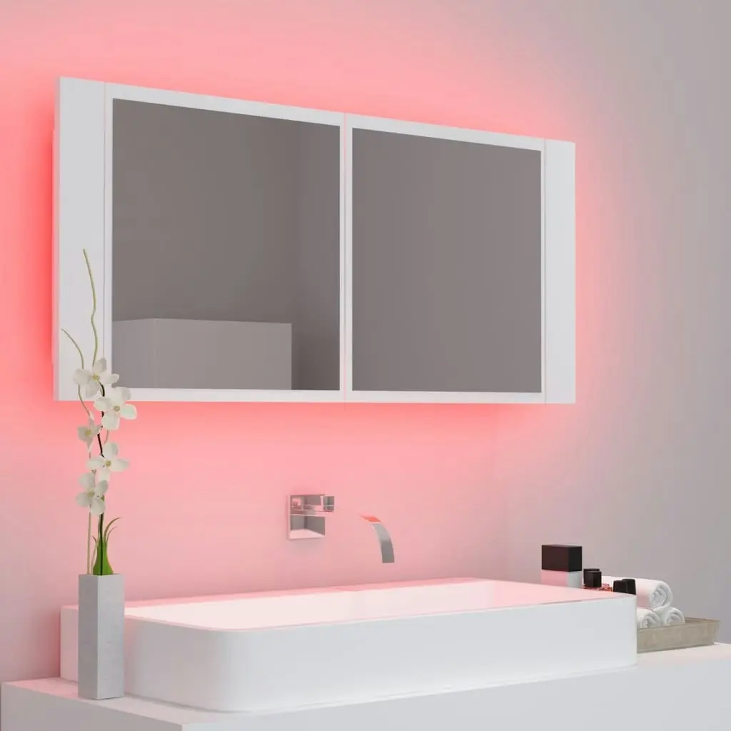 LED Bathroom Mirror Cabinet White 100x12x45 cm Acrylic 804980