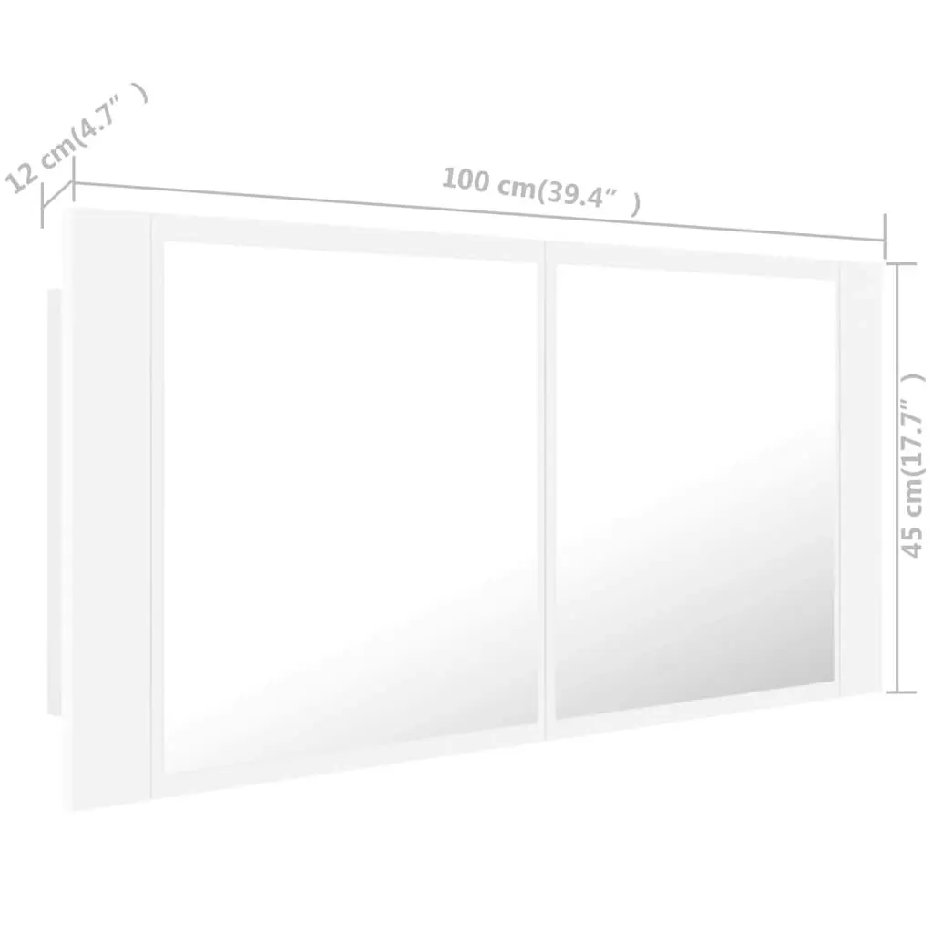 LED Bathroom Mirror Cabinet White 100x12x45 cm Acrylic 804980