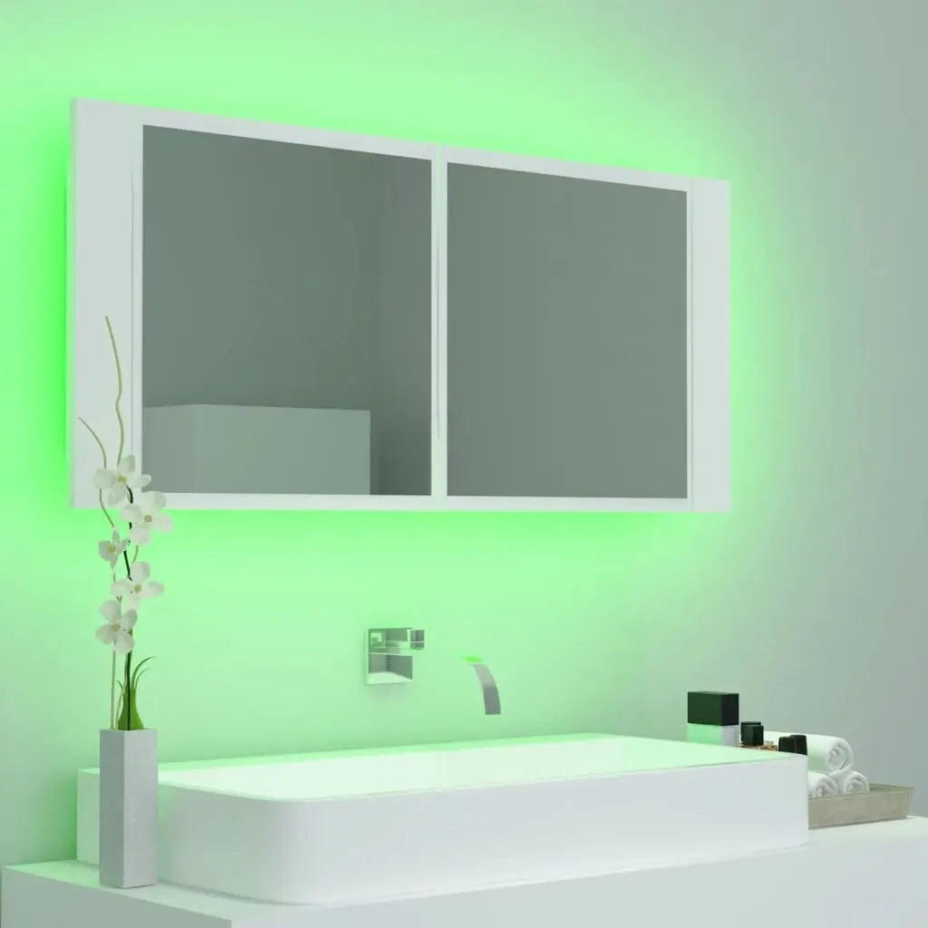 LED Bathroom Mirror Cabinet White 100x12x45 cm Acrylic 804980