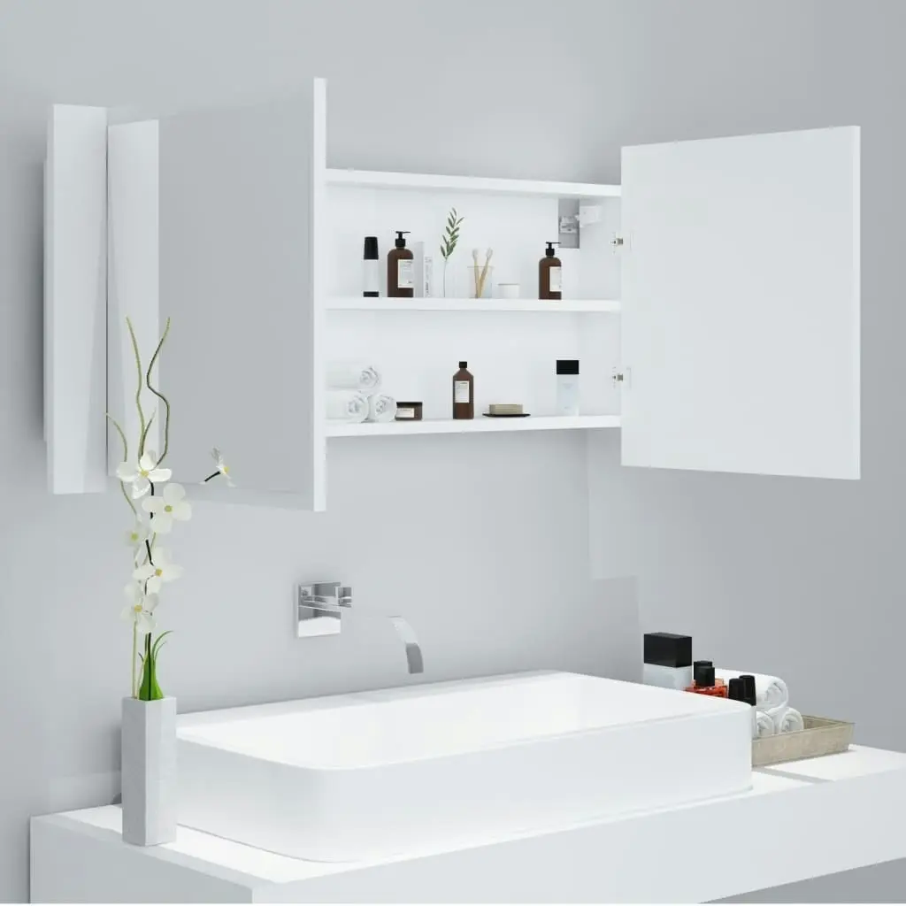 LED Bathroom Mirror Cabinet White 100x12x45 cm Acrylic 804980