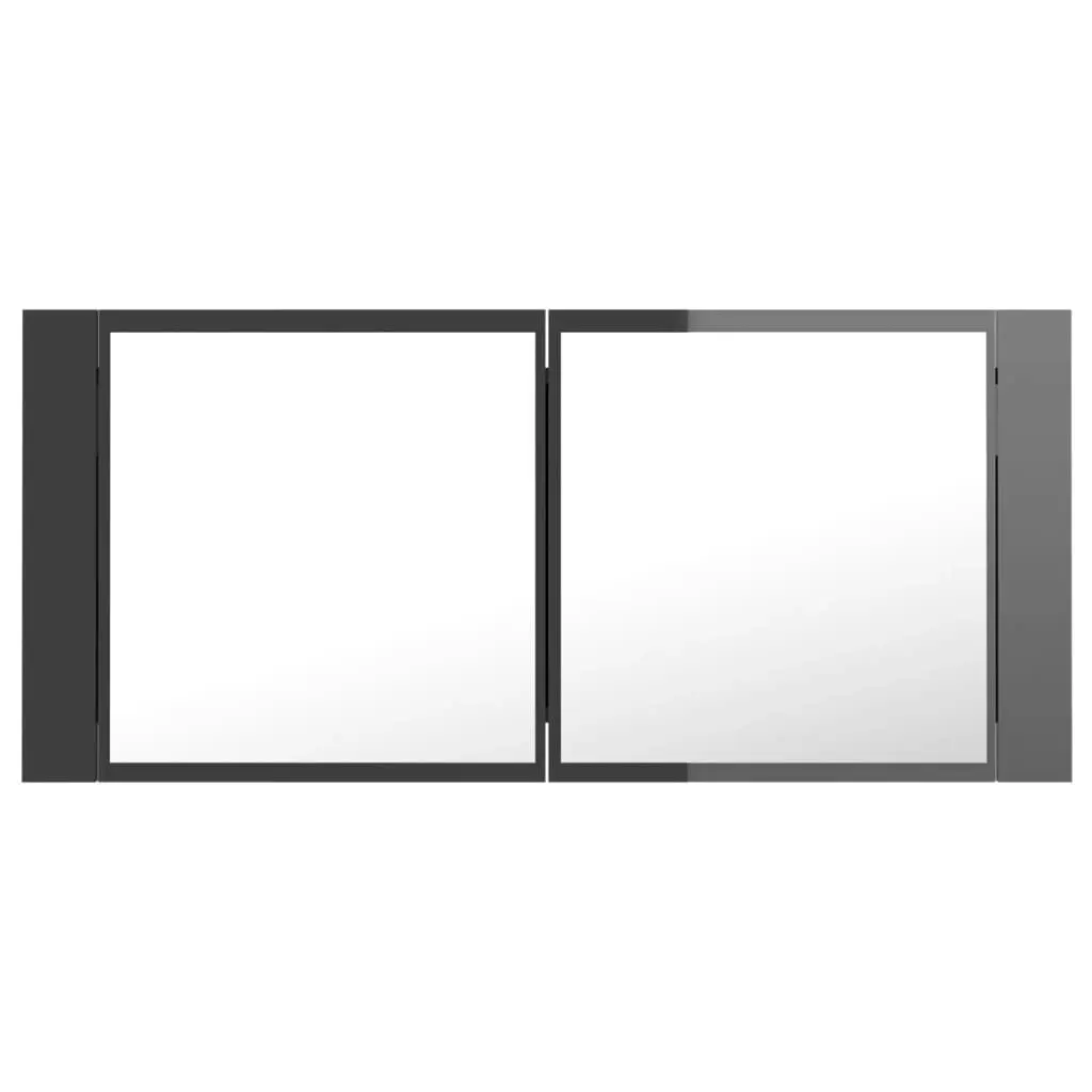 LED Bathroom Mirror Cabinet High Gloss Grey 100x12x45 cm Acrylic 804987